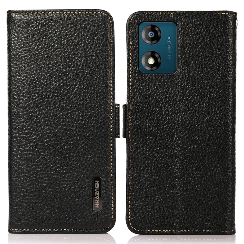 KHAZNEH Phone Case for Motorola Moto E13 4G RFID Blocking Litchi Texture Genuine Leather Stand Wallet Shockproof Cover KHAZNEH Phone Case for Motorola Moto E13 4G RFID Blocking Litchi Texture Genuine Leather Stand Wallet Shockproof Cover